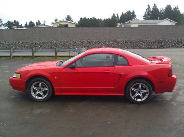 2000 bright red ford mustang v6 "svt cobra wheels" - $5,200 thumbnail 3