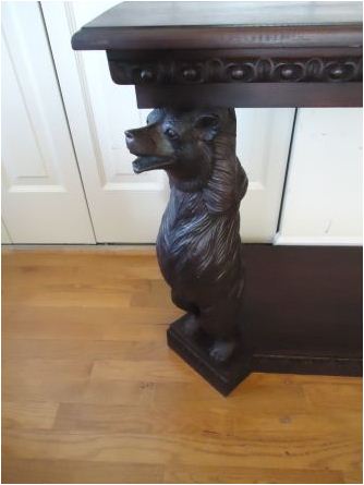 german black forest solid walnut hand carved bear table - $1,500 thumbnail 3