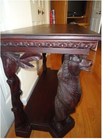 german black forest solid walnut hand carved bear table - $1,500 thumbnail 4