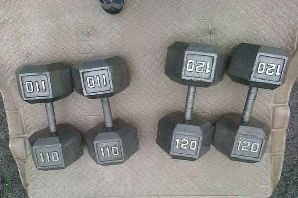 hex dumbbells: 25 lbs. to 120 lbs. and get in shape for summer - $280 thumbnail 2