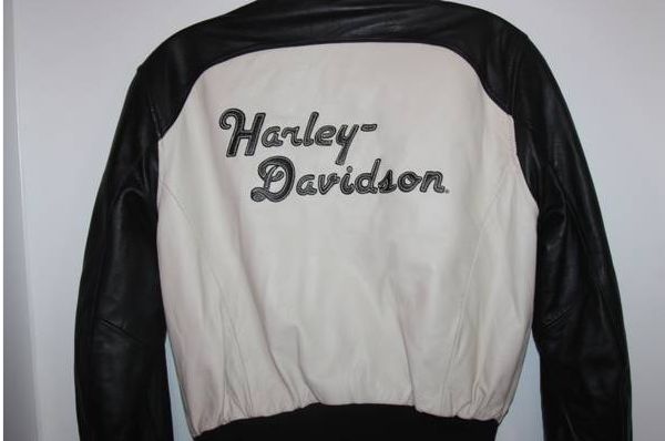 harley davidson women's white/black leather jacket - $65 thumbnail 2