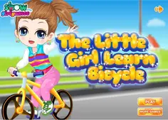 The Little Girl Learn Bicycle Dress Up