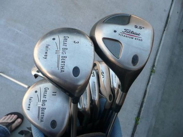 adams golf club set w/ woods putter sw titleist driver bag balls tees - $120 thumbnail 3