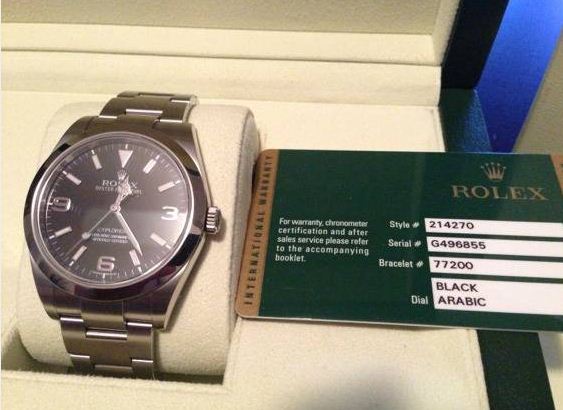 rolex explorer 1 39mm 2010 g serial black face men's watch - $5,300 thumbnail 3