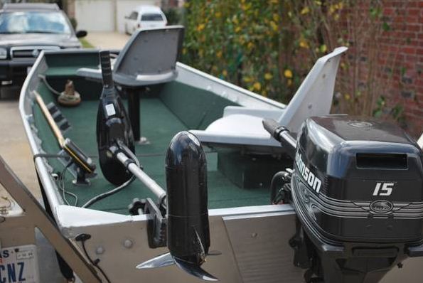 custom 14-foot monark jonboat with 2000 johnson 15 hp and trailer - $1,800 thumbnail 3