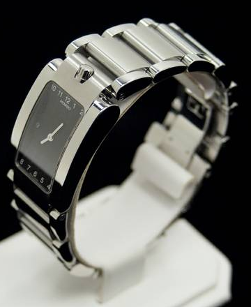 movado elliptica polished and brushed stainless steel watch curved case - $500 thumbnail 2
