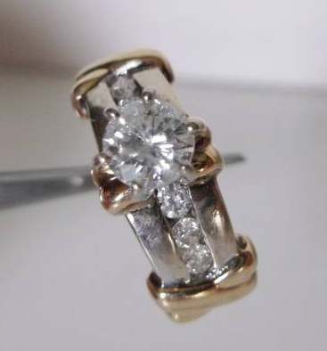 ladies vintage 14k white and yellow gold diamonds ring - $1,200 thumbnail 2
