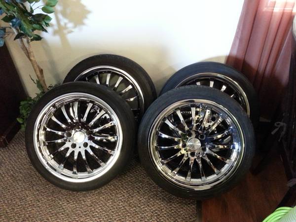 18' chrome wheels and tires - $350 thumbnail 2